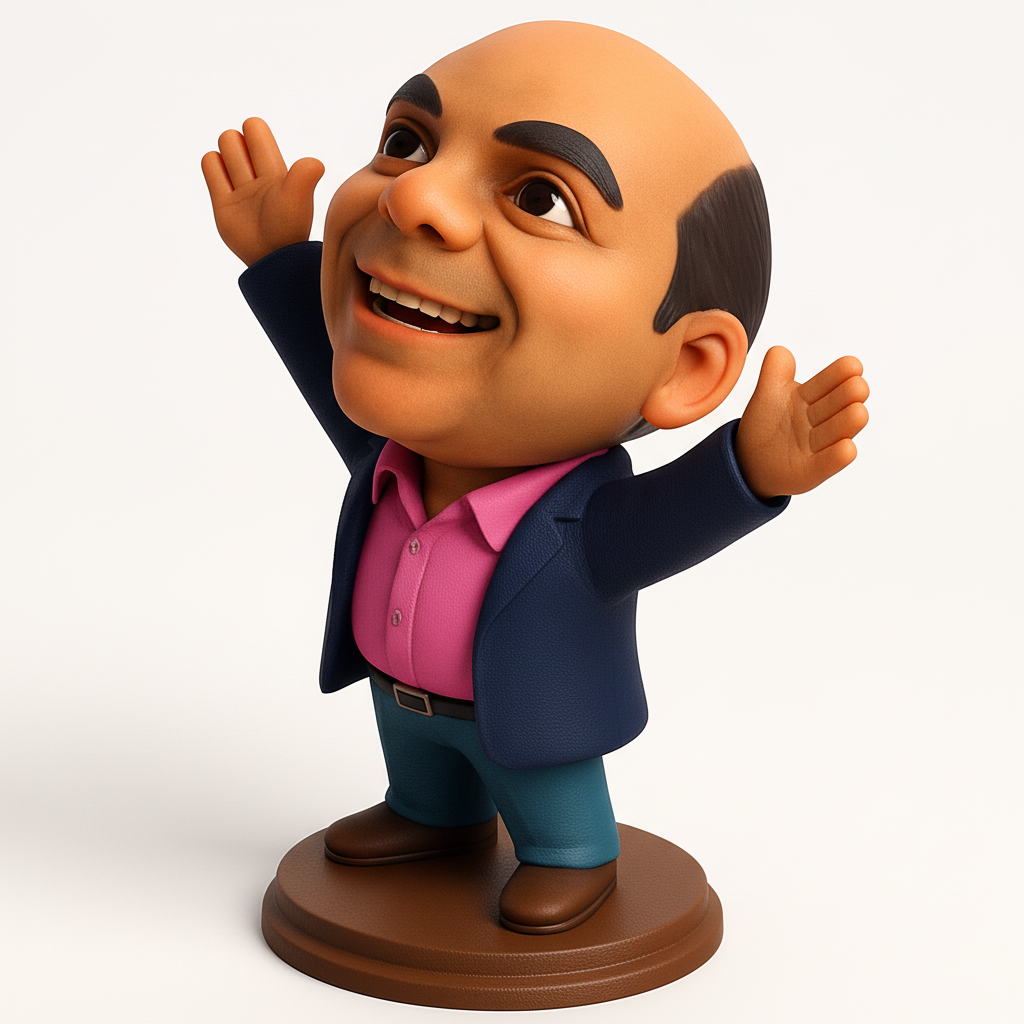 face anatomy 3d model-create 3d face model from photo_Happy Man Bobblehead - Good Vibes Desk Decor