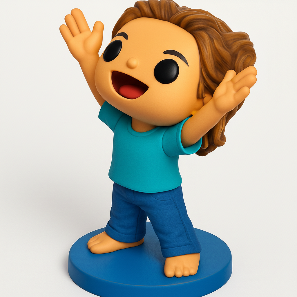 face anatomy 3d model-create 3d face model from photo_Joyful Welcoming Child Figurine - Happy Desk Decor