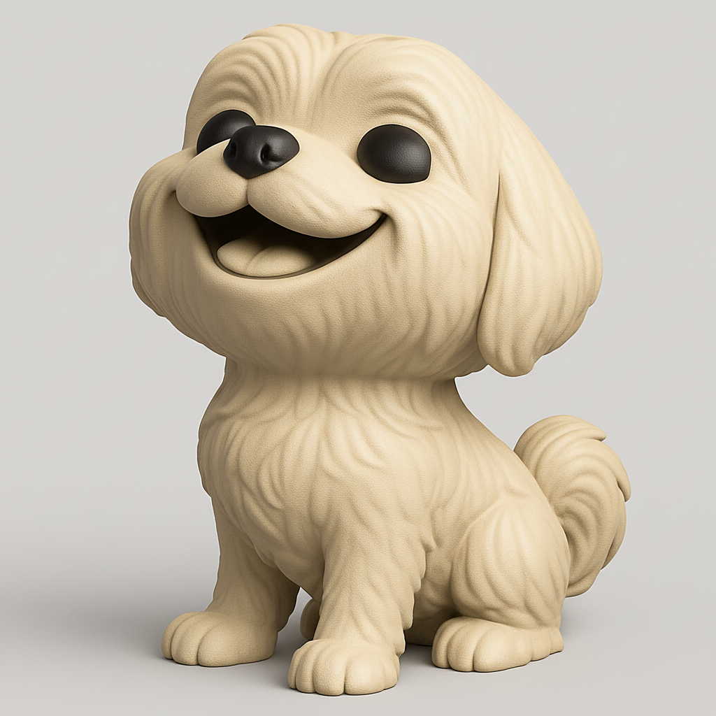 face anatomy 3d model-create 3d face model from photo_Cute Happy Puppy Desk Pal 3D Print Model