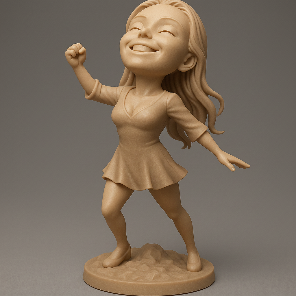 silhouette 3d printer maker-3d portrait printing_Joyful Victory Pose Figurine