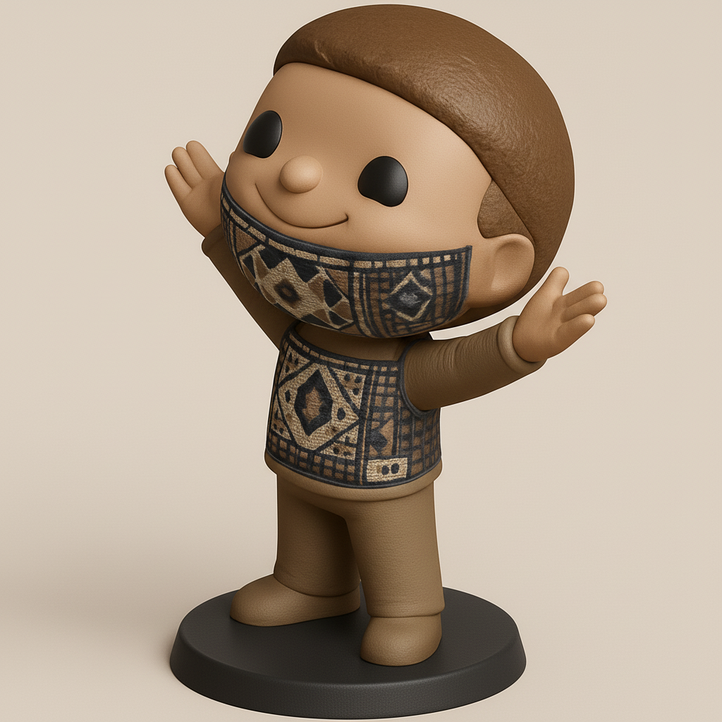 face to 3d model ai-3D portrait printing from photo_Joyful Cultural Figurine: Intricate Patterns, Happy Decor