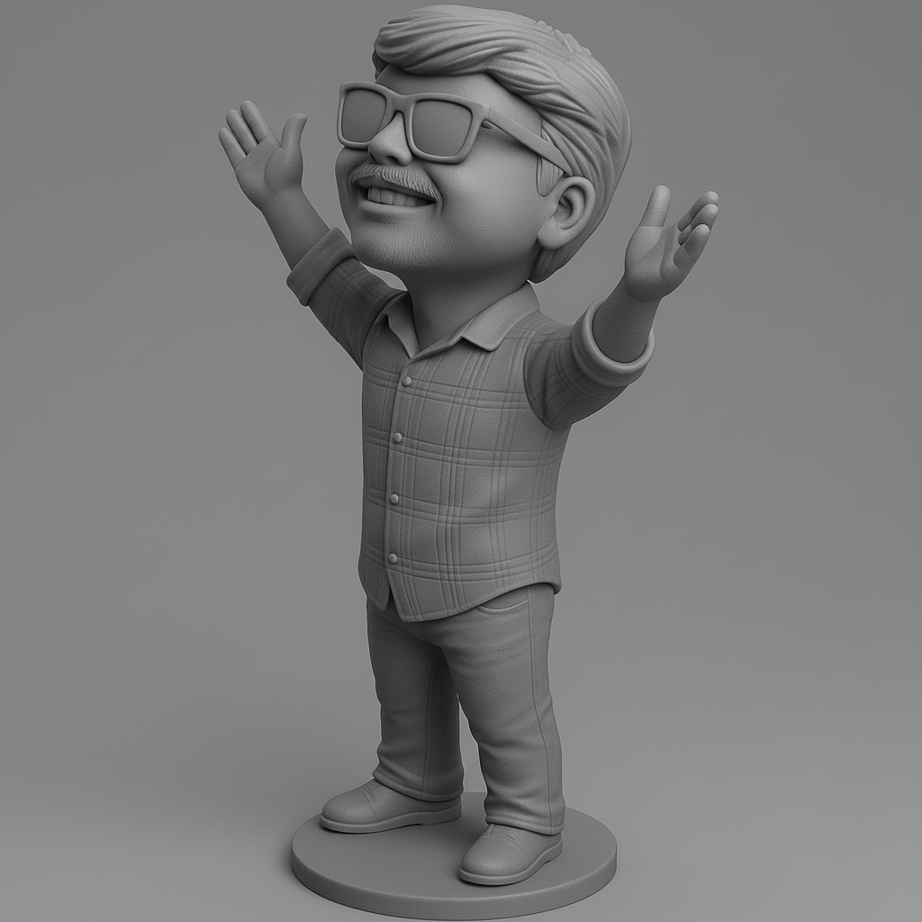 face anatomy 3d model-create 3d face model from photo_Cheerful Character with Outstretched Arms