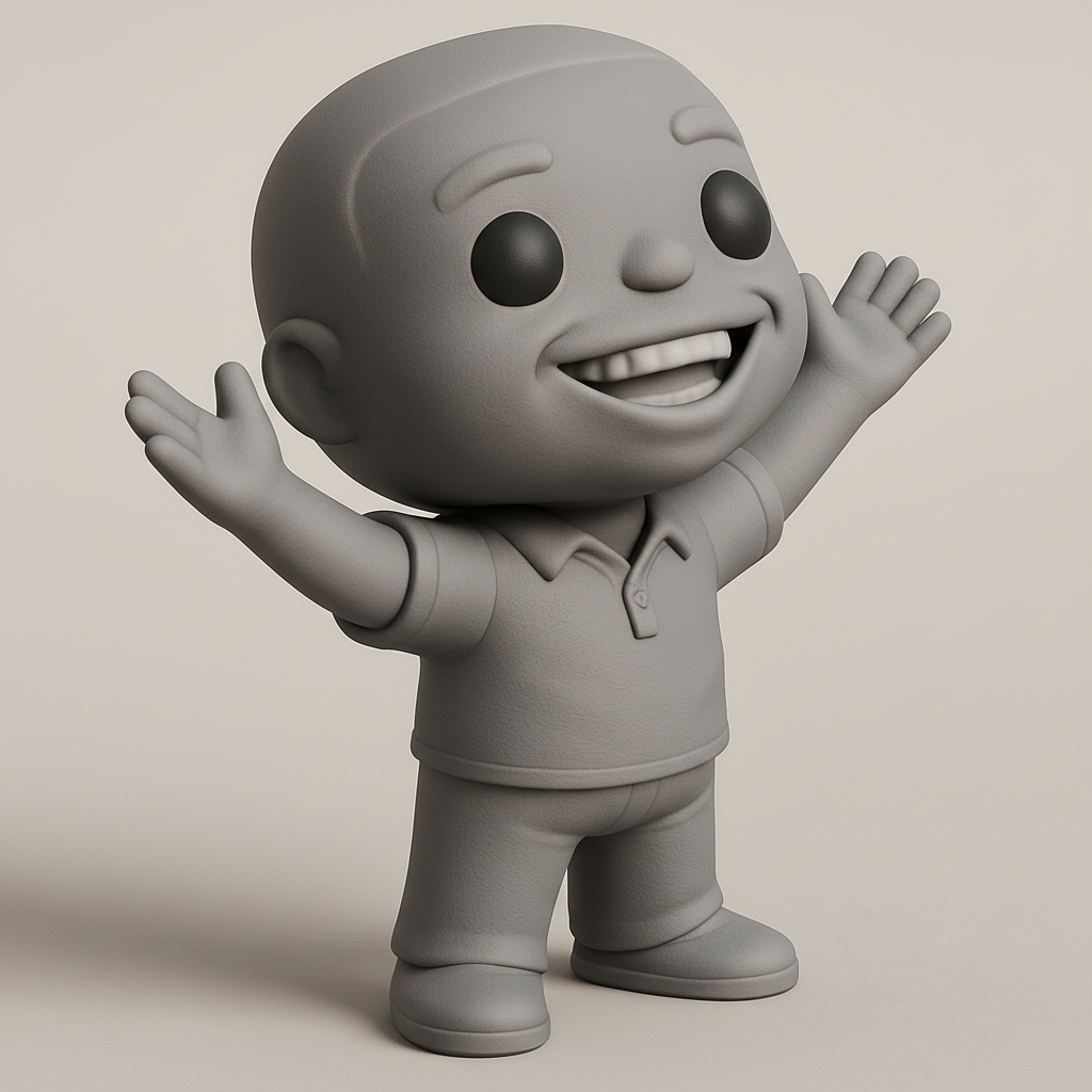 face anatomy 3d model-create 3d face model from photo_Smiling "J" Polo Character - Expressive 3D Print!