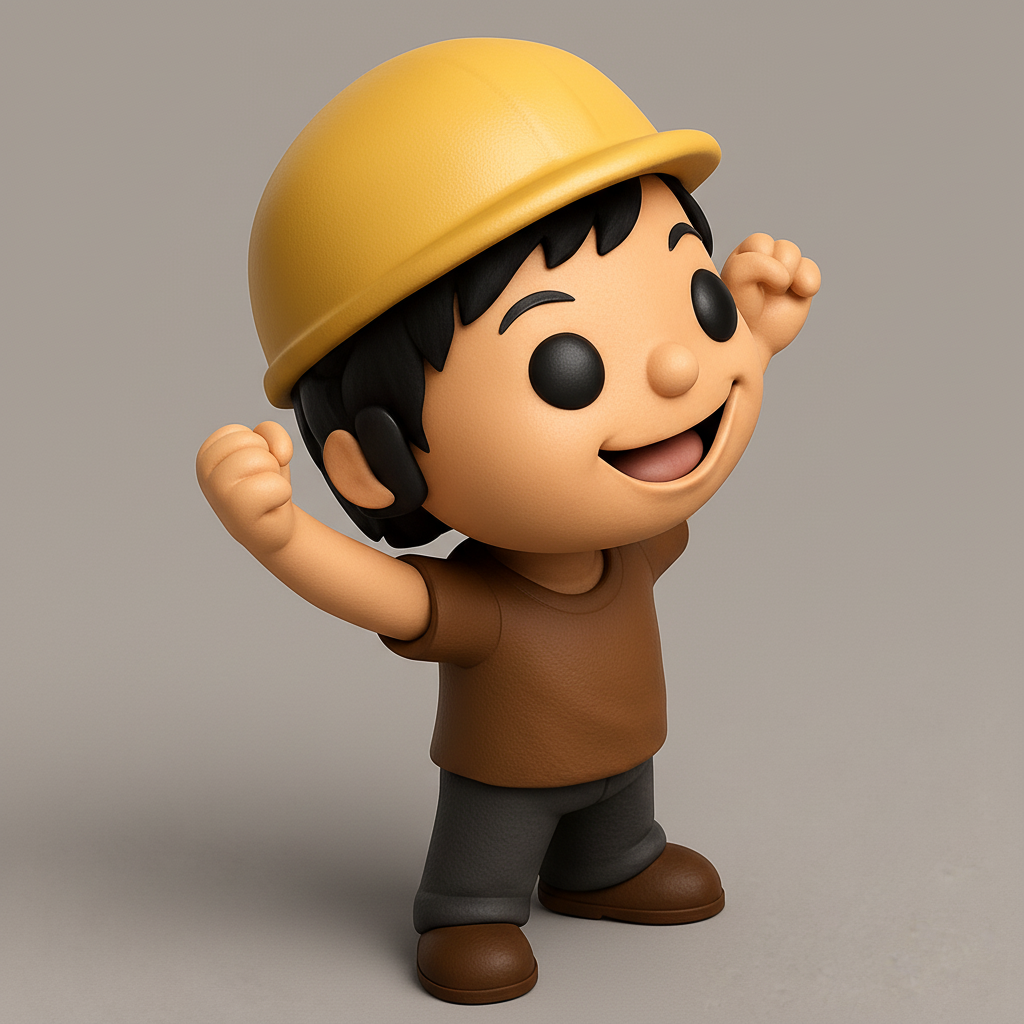 face anatomy 3d model-create 3d face model from photo_Cheering Hard Hat Chibi - Bring a Smile to Your Space!