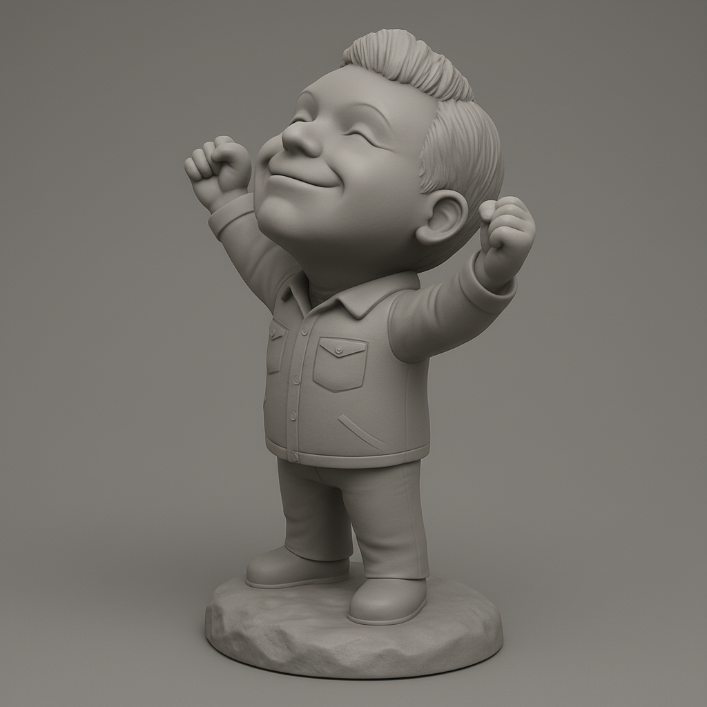 face to 3d model ai-3D portrait printing from photo_Triumphant Joy Figurine: Celebrate Every Victory
