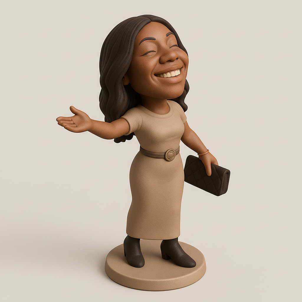 silhouette 3d printer maker-3d portrait printing_Charming Figurine with Hand Gesture