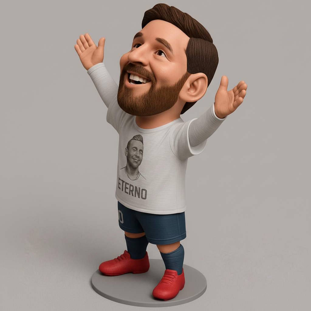 face to 3d model ai-3D portrait printing from photo_Messi Bobblehead: Iconic Pose, Eternal Tribute