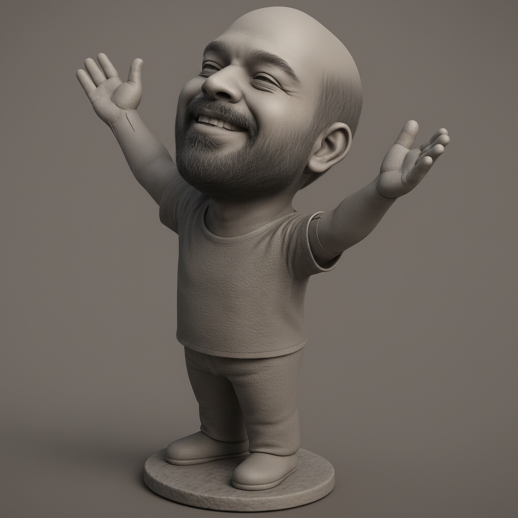 face anatomy 3d model-create 3d face model from photo_Joyful Open Arms Statue: Spreading Happiness!