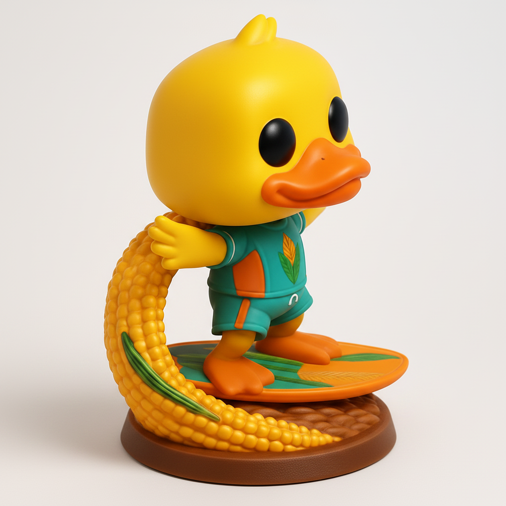 face anatomy 3d model-create 3d face model from photo_Surf's Up! Adorable Duck Riding a Corn Wave Figurine