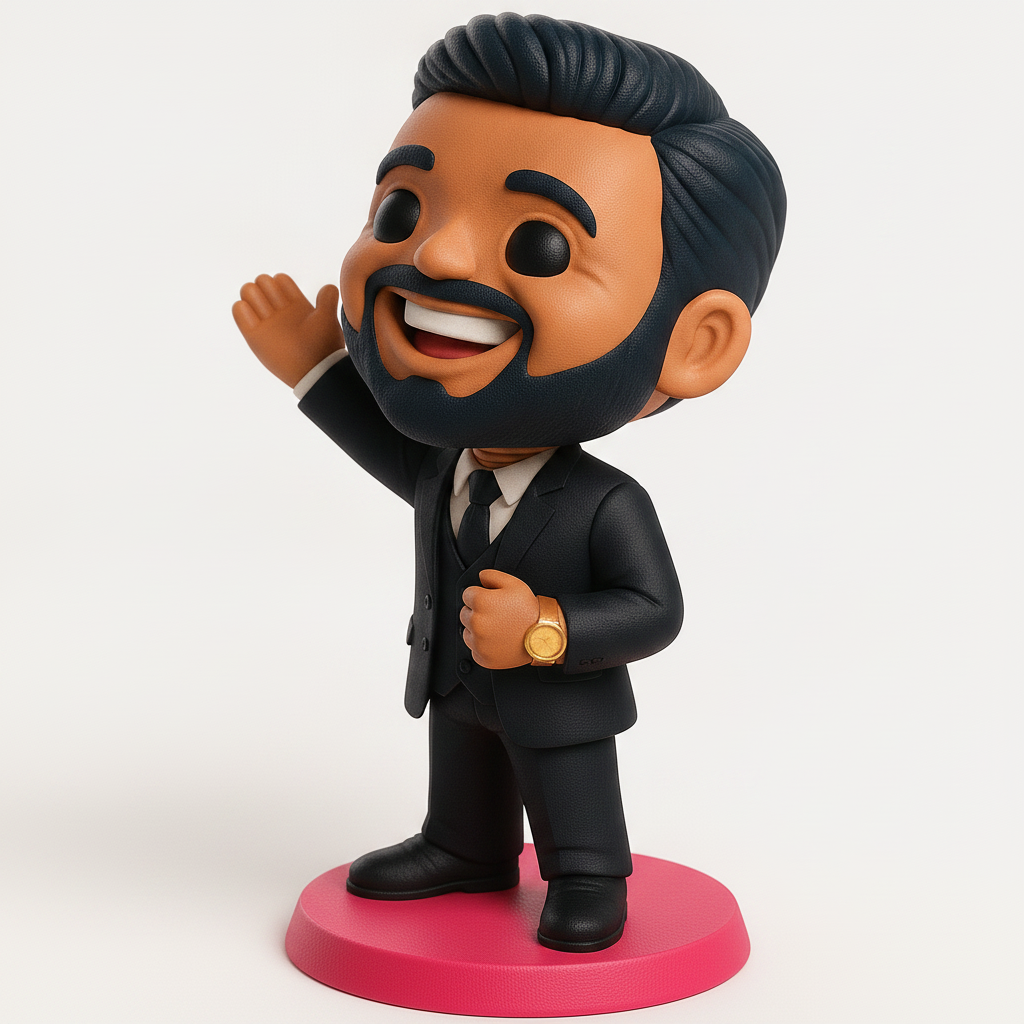 face to 3d model ai-3D portrait printing from photo_Boost Your Desk's Charm: Dapper Bobblehead Figurine
