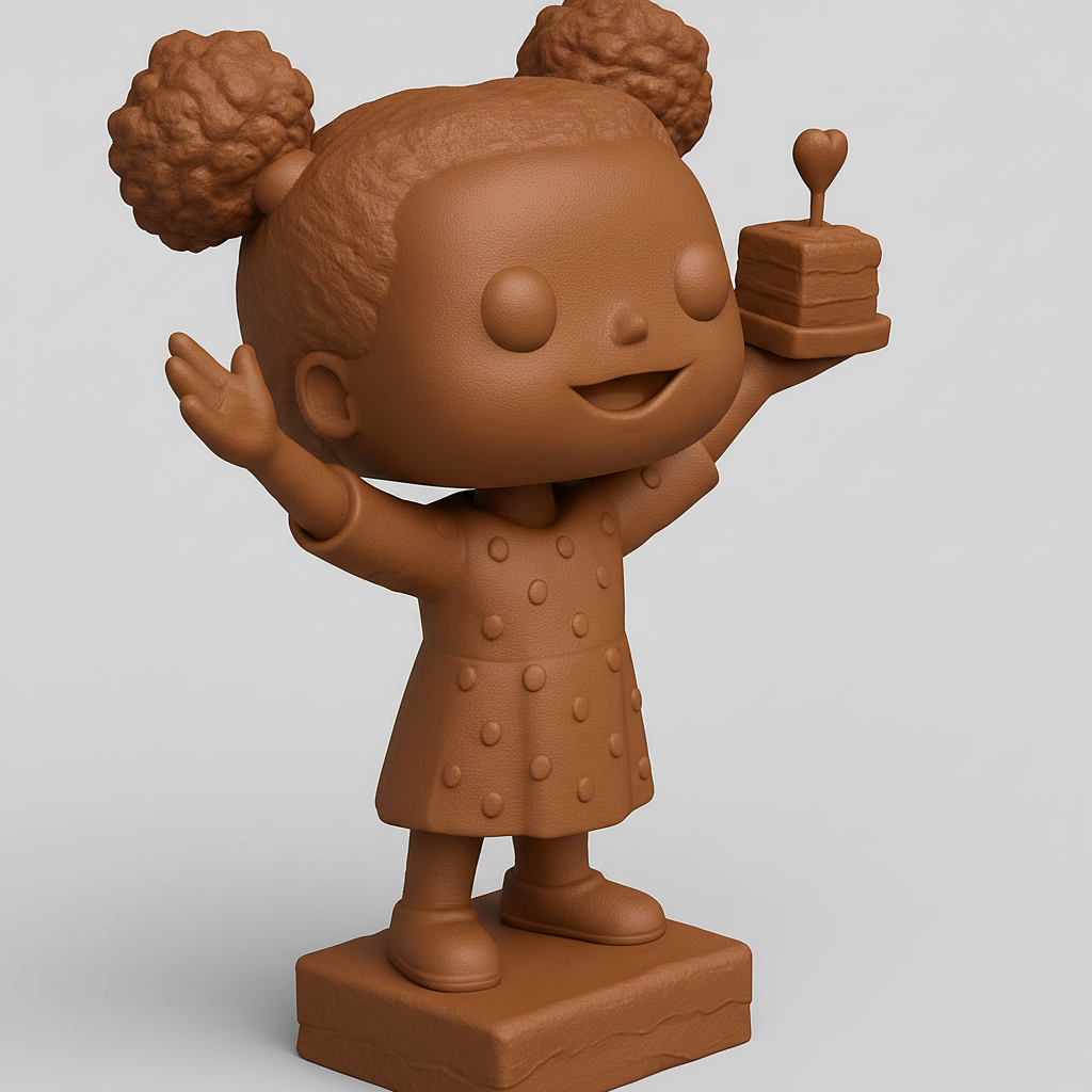 face to 3d model ai-3D portrait printing from photo_Sweetheart Celebrations: Charming Cake Girl Figurine