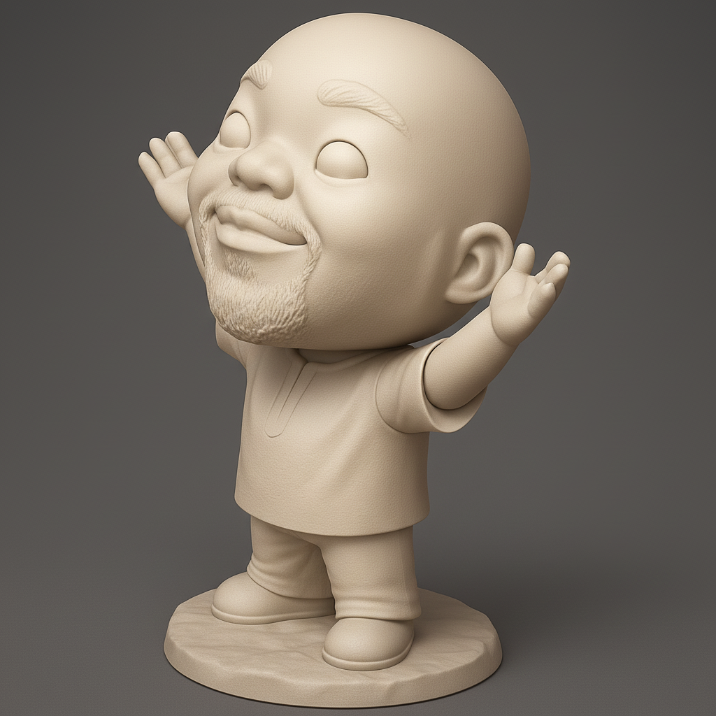 face to 3d model ai-3D portrait printing from photo_Joyful Embrace Chibi Figurine - Spread Happiness!