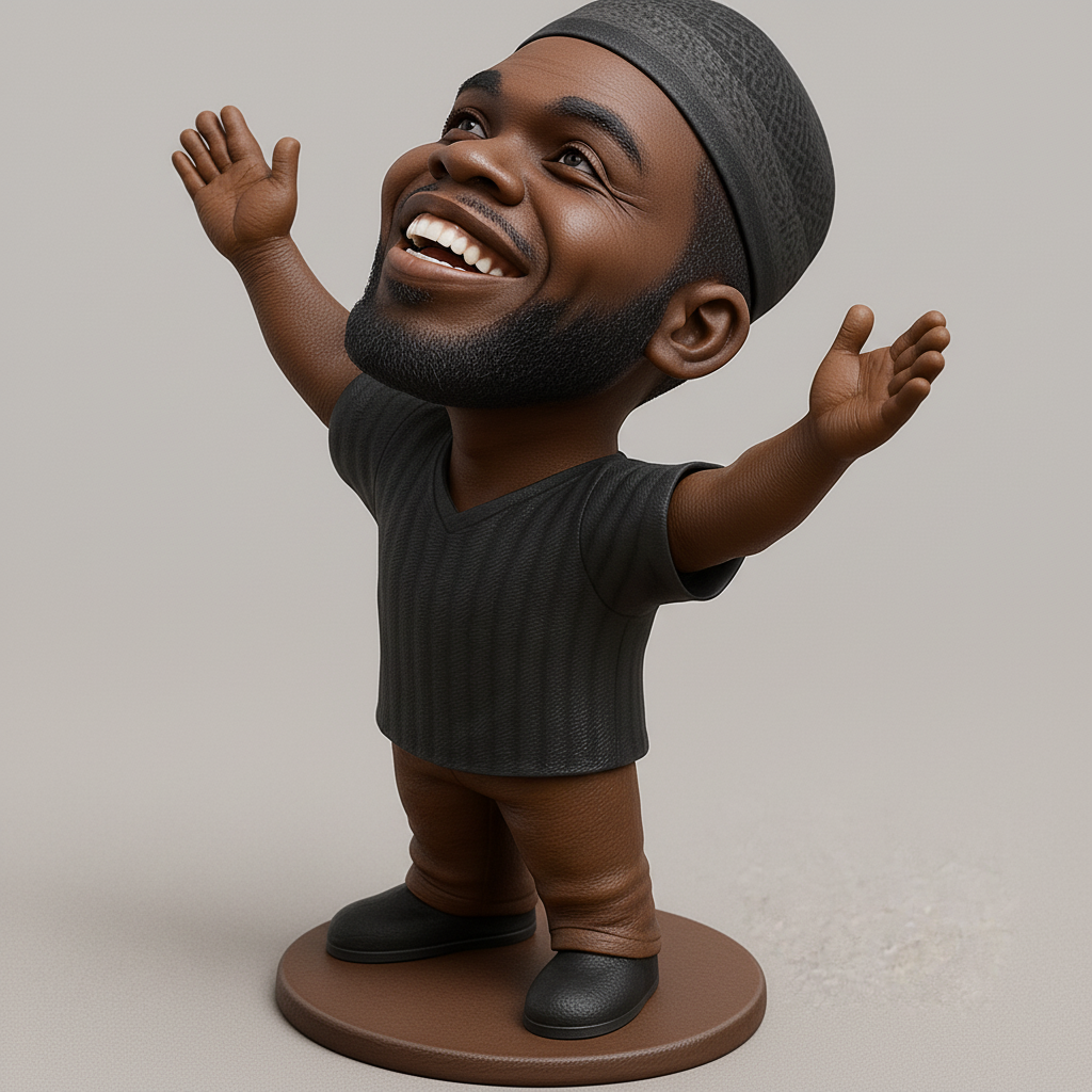 silhouette 3d printer maker-3d portrait printing_Uplifted Spirit Bobblehead: Celebrate Joy!