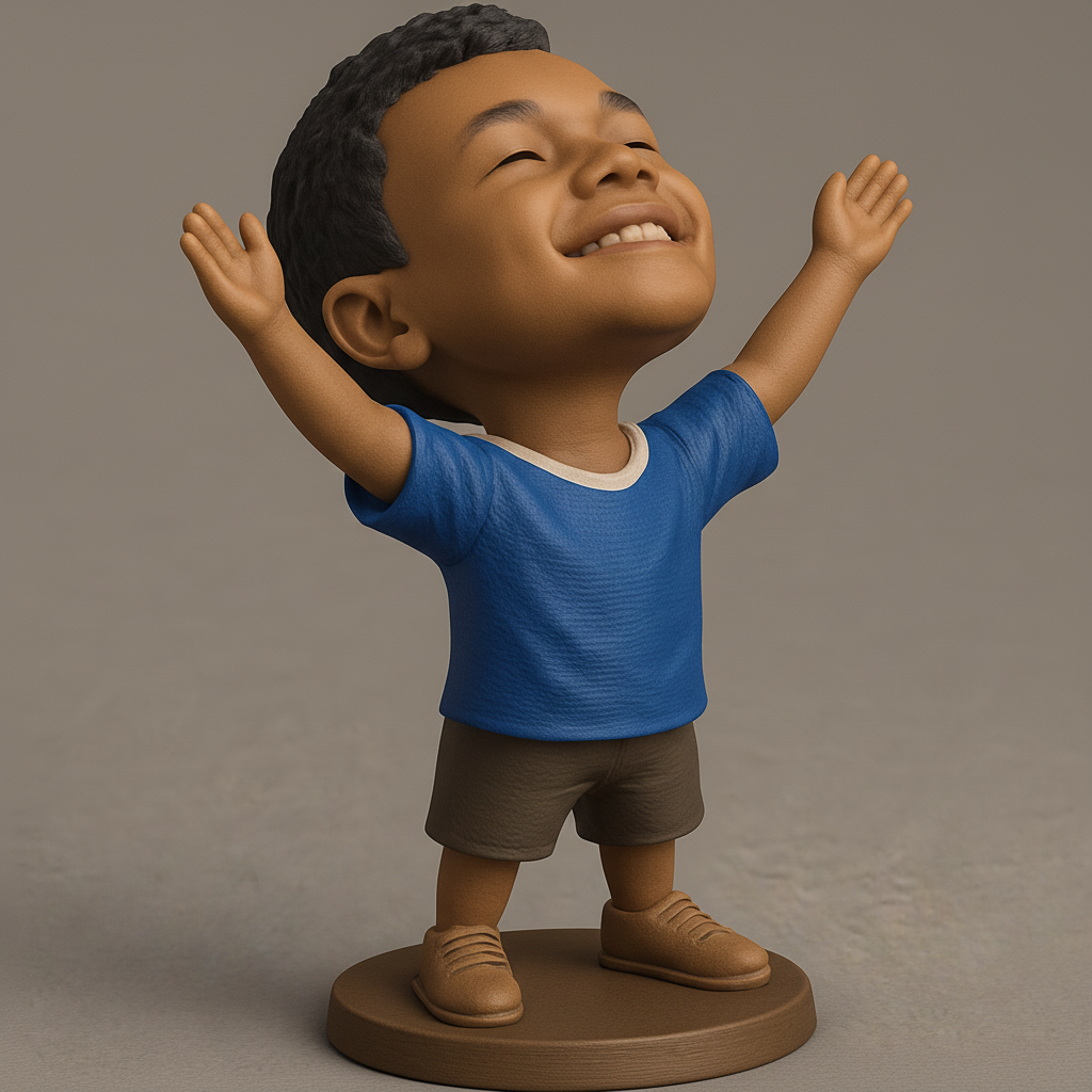 face anatomy 3d model-create 3d face model from photo_Joyful Boy Figurine: Embrace Happiness!