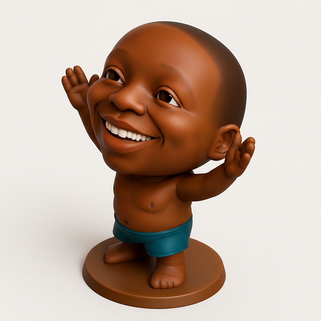 face anatomy 3d model-create 3d face model from photo_Smiling Baby Bobblehead: Instant Joy & Good Vibes!