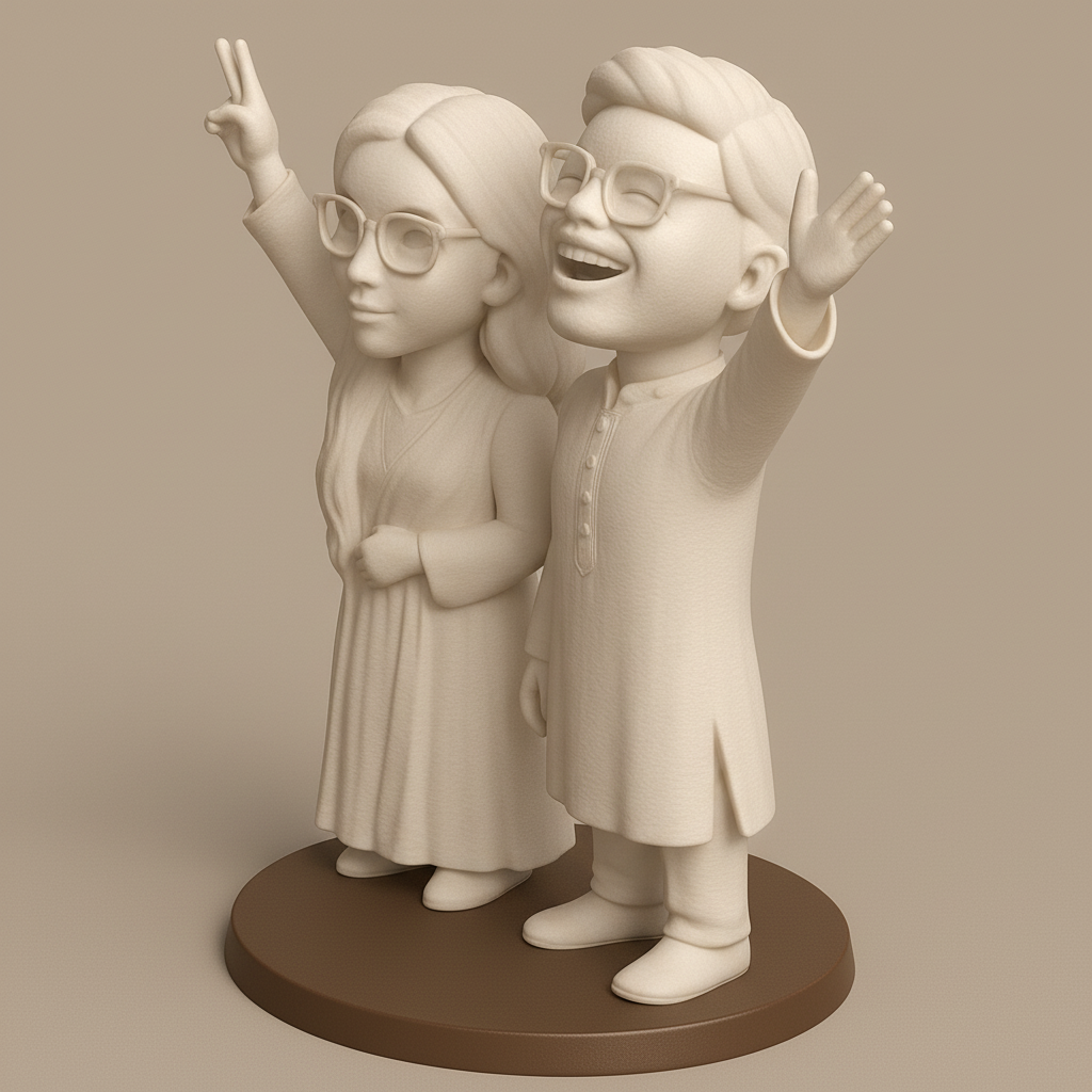 silhouette 3d printer maker-3d portrait printing_Capture Joy: Customizable Couple Bobblehead Keepsake