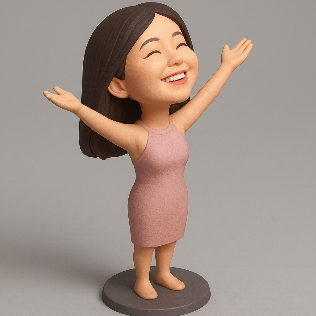 face anatomy 3d model-create 3d face model from photo_Joyful 3D Figurine with Outstretched Arms