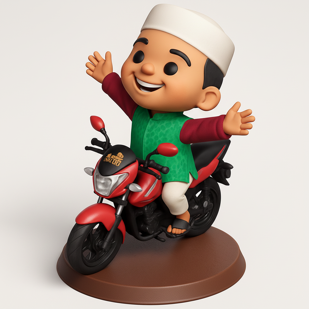 face to 3d model ai-3D portrait printing from photo_Bring Joy Home: Happy Biker Figurine Decoration