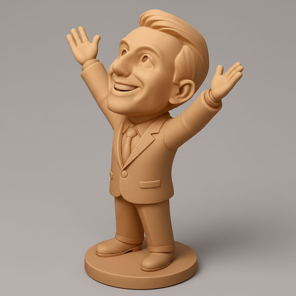 silhouette 3d printer maker-3d portrait printing_Joyful Businessman Figurine