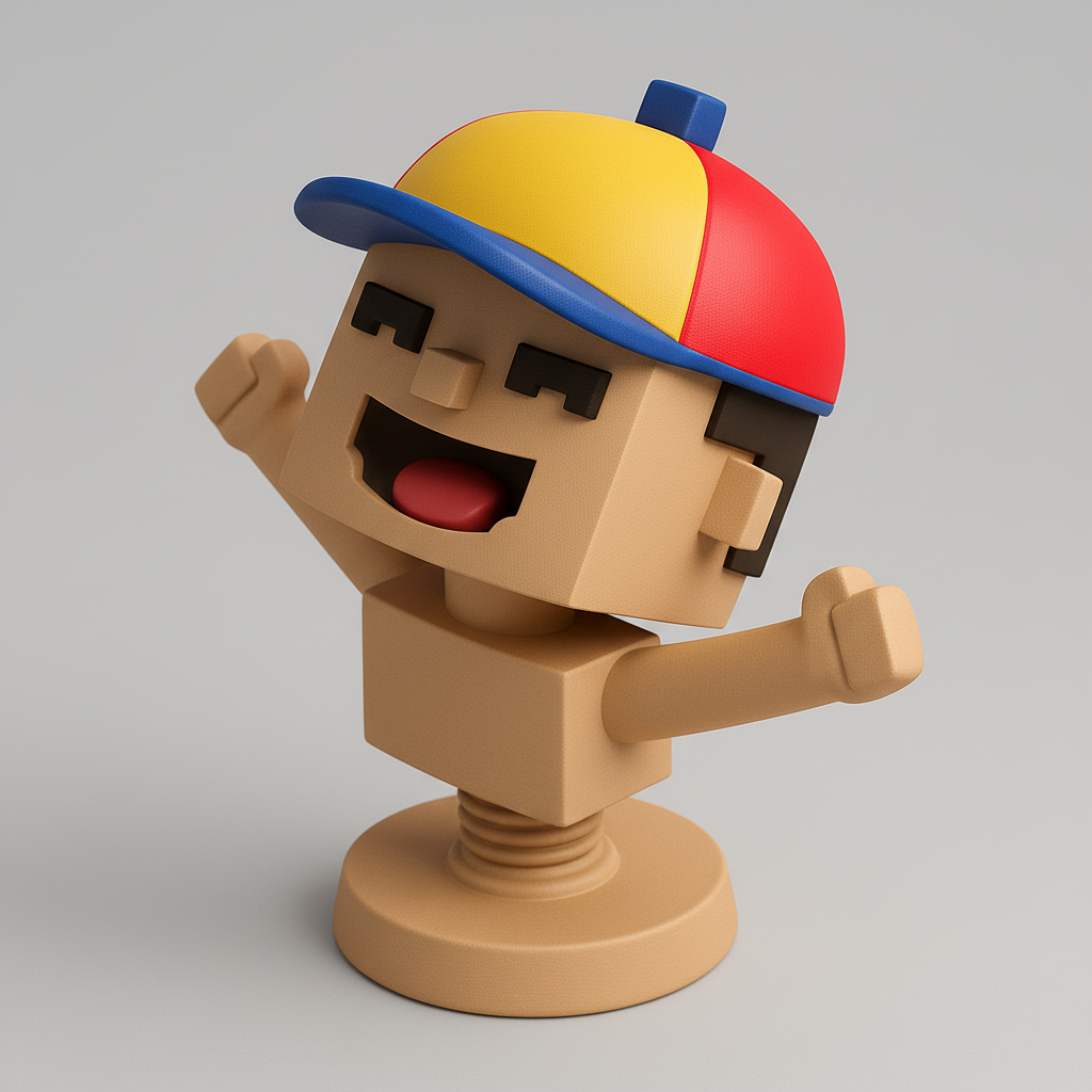 silhouette 3d printer maker-3d portrait printing_Joyful Character Figurine with Cap