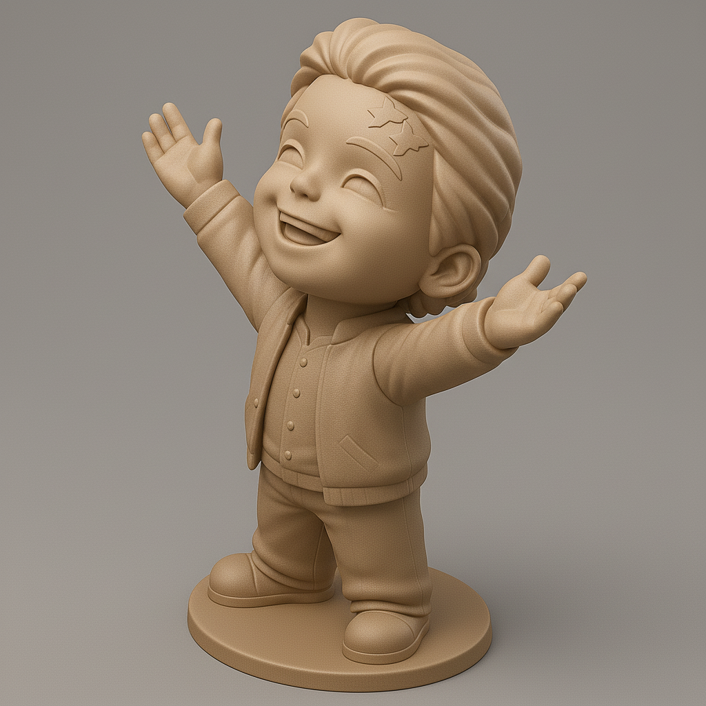 face anatomy 3d model-create 3d face model from photo_Joyful Kid Figurine for 3D Printing