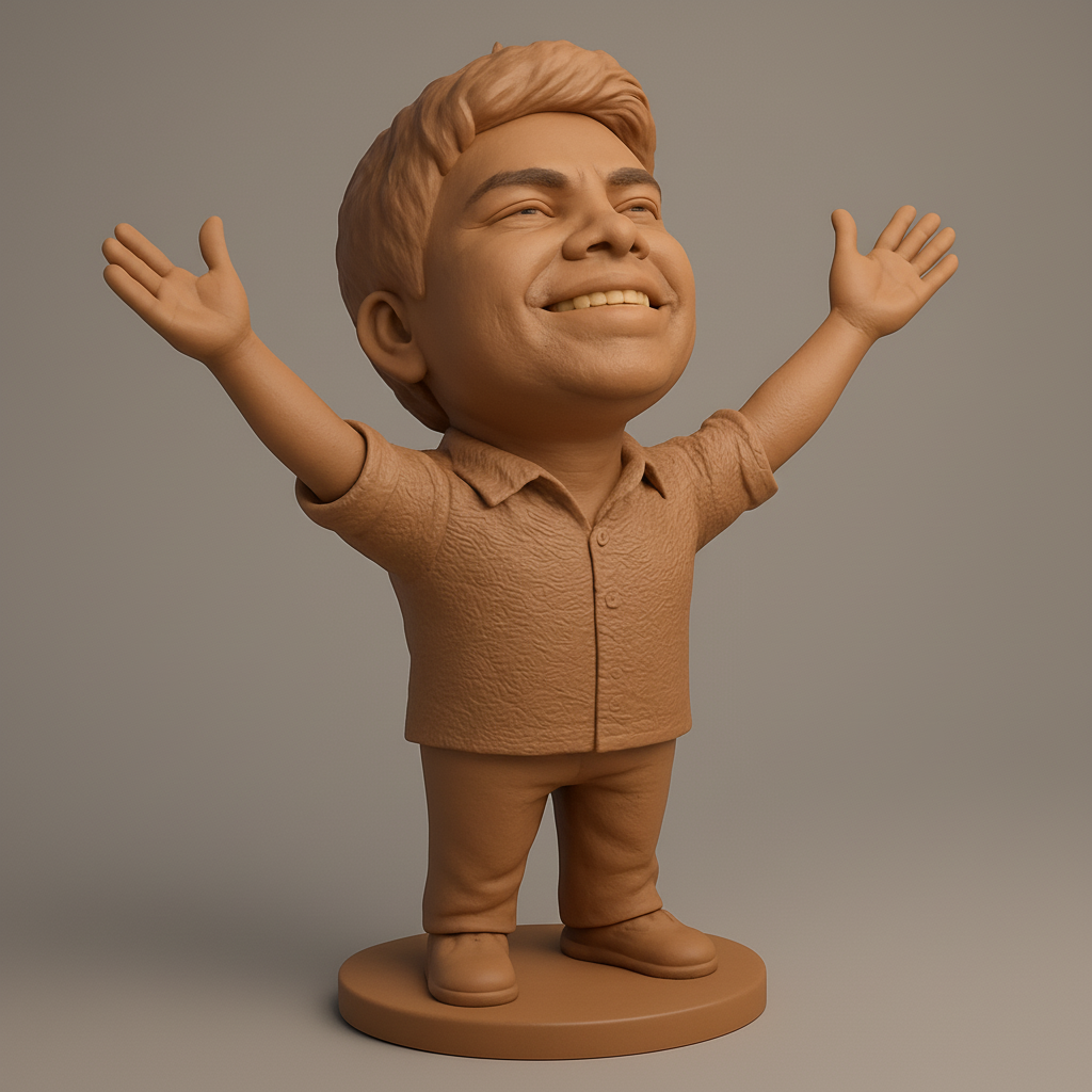 face anatomy 3d model-create 3d face model from photo_Celebrate Joy: Open Arms Caricature 3D Model