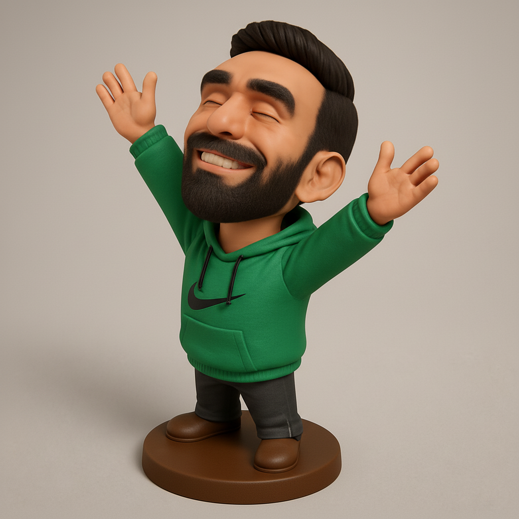 face anatomy 3d model-create 3d face model from photo_Joyful Bearded Man Figurine - Elated Celebration Pose