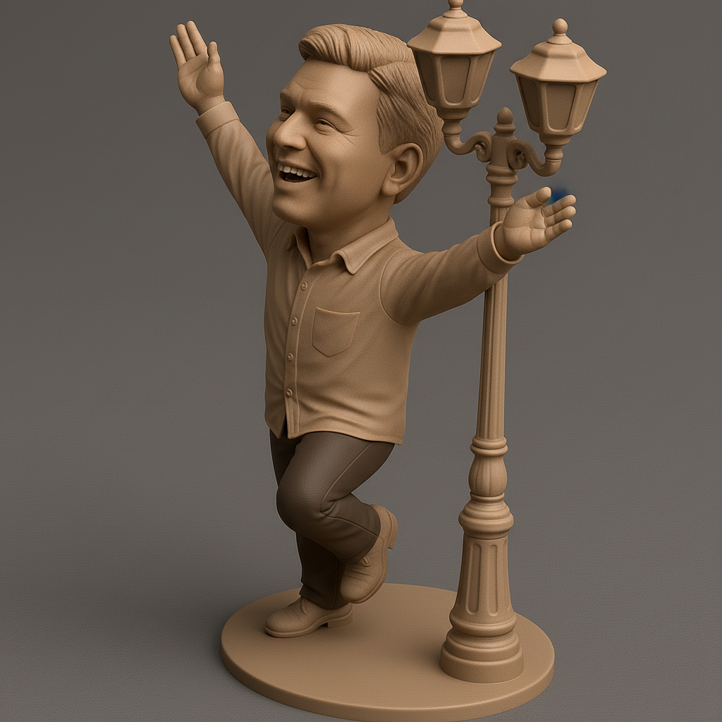 silhouette 3d printer maker-3d portrait printing_Joyful Street Performer Statue