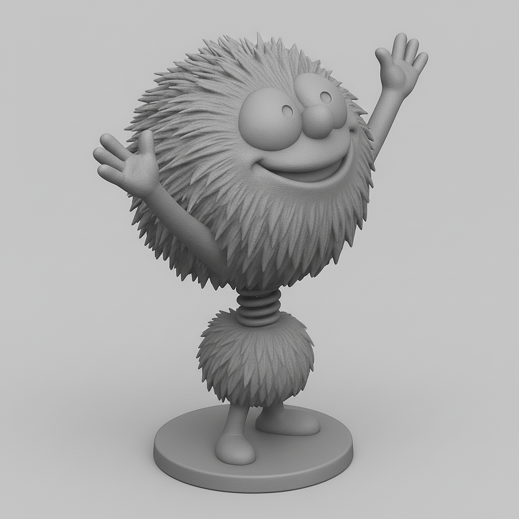 silhouette 3d printer maker-3d portrait printing_Fun Fuzzy Character with Spring Motion