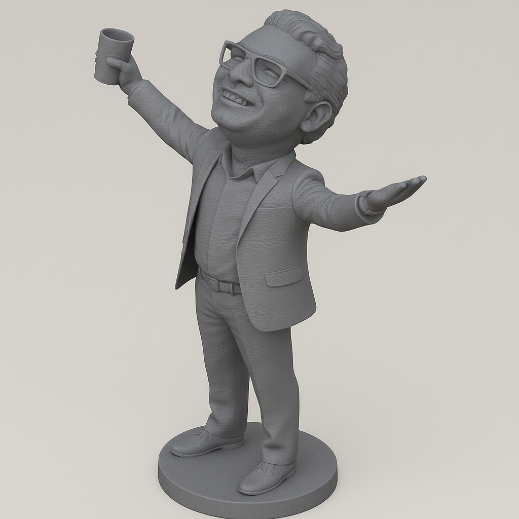 face anatomy 3d model-create 3d face model from photo_Joyful Figure with Drink - Perfect for Celebrations!