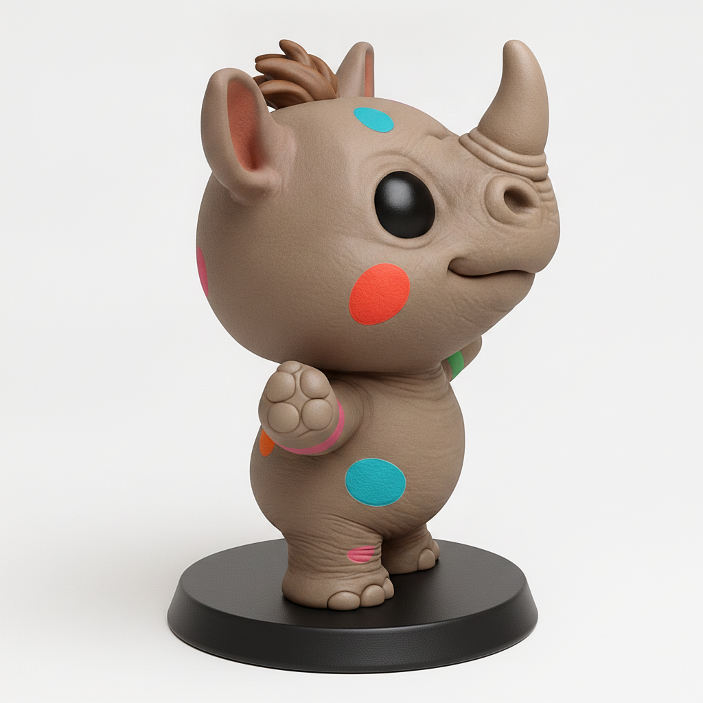 face anatomy 3d model-create 3d face model from photo_Happy Rhino Pal: Easy-Print Polka Dot Figurine!