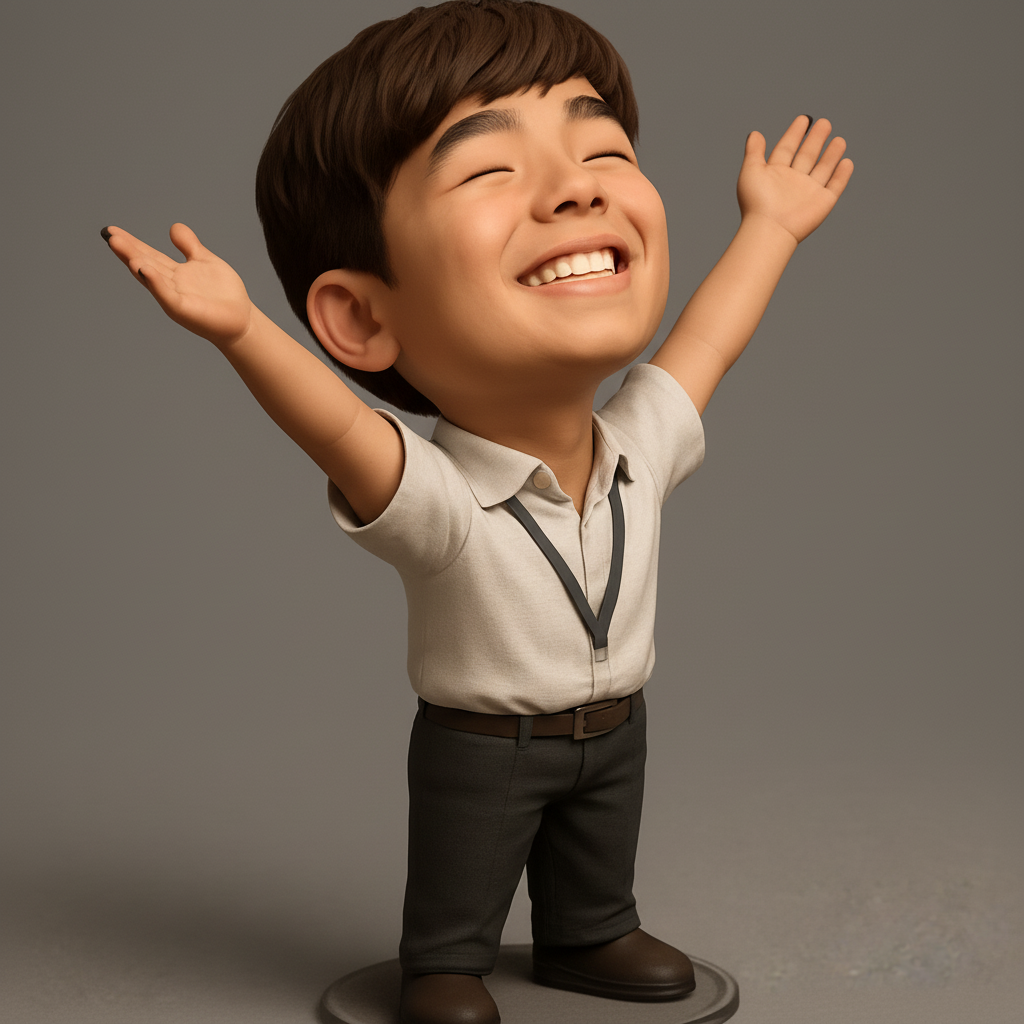 face anatomy 3d model-create 3d face model from photo_Uplifting Chibi Joy: Your Happy Desk Companion