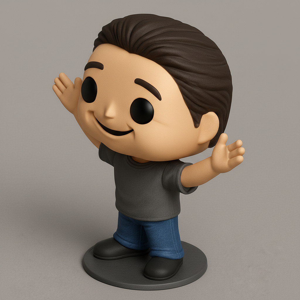 face anatomy 3d model-create 3d face model from photo_Friendly Funko-Style Welcoming Figure 3D Print