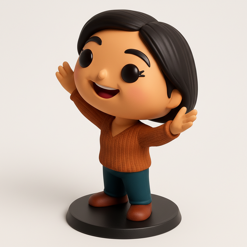 face anatomy 3d model-create 3d face model from photo_Joyful Girl Figurine - Fun Desk Companion