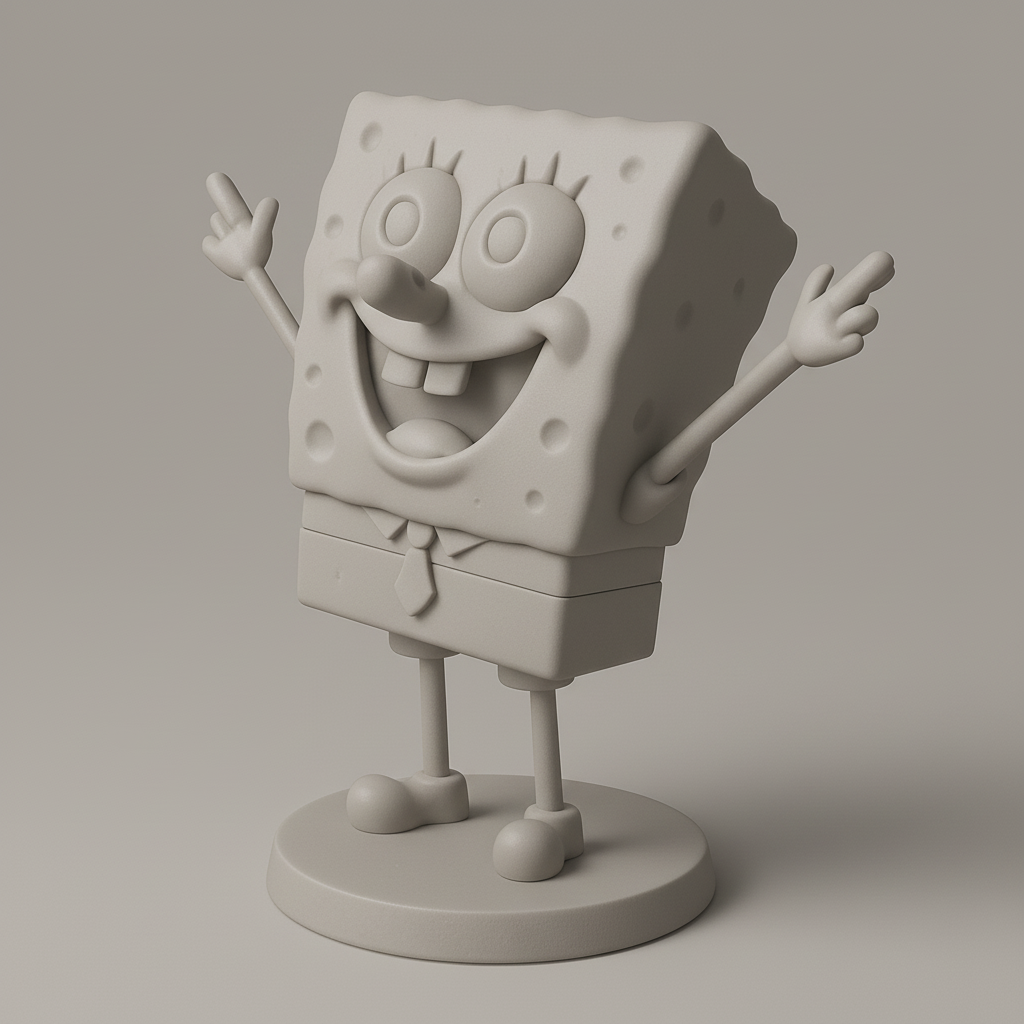 silhouette 3d printer maker-3d portrait printing_Cheerful SpongeBob SquarePants Figure