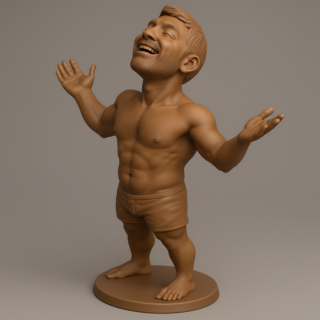 silhouette 3d printer maker-3d portrait printing_Joyful Fitness Figure for 3D Printing