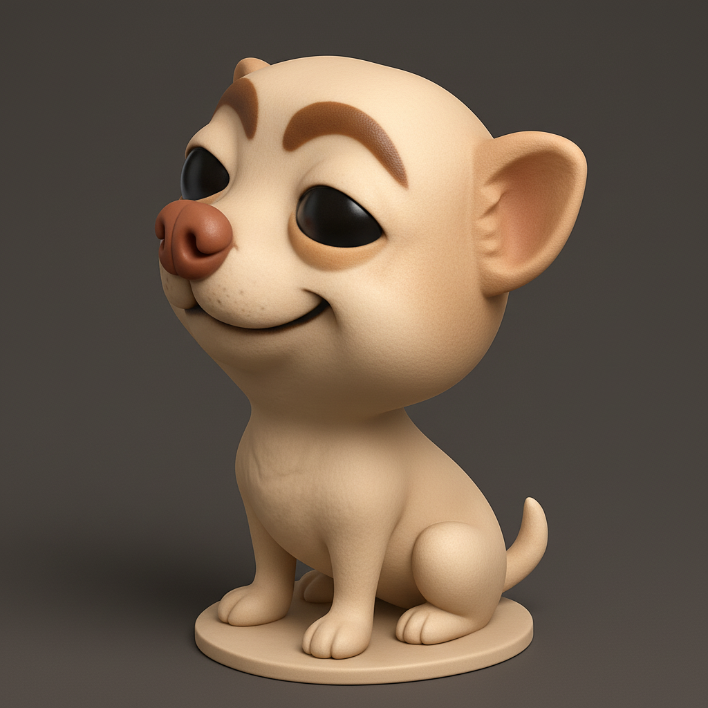 face anatomy 3d model-create 3d face model from photo_Happy Chihuahua Buddy 3D Print - Instant Smile Giver!