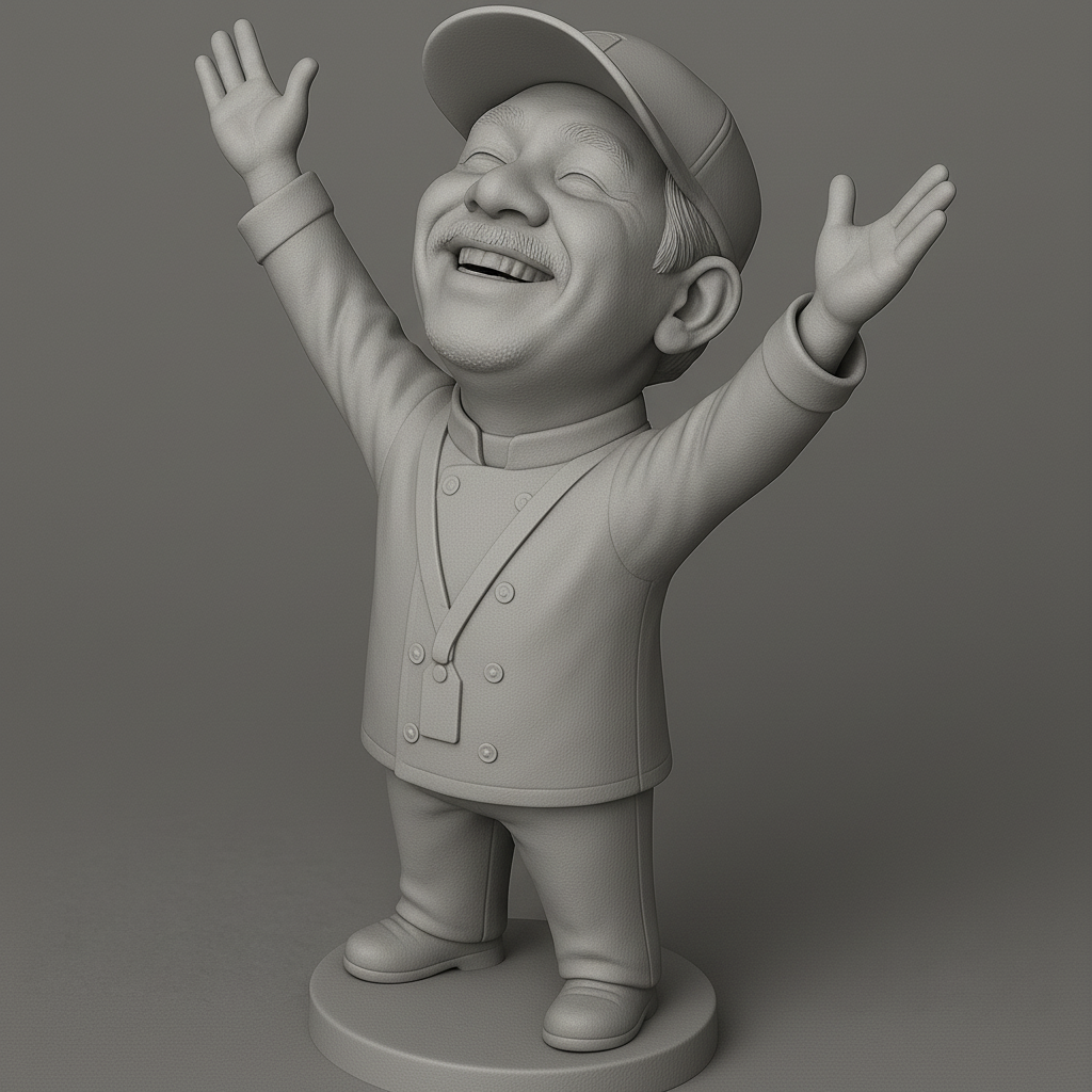 silhouette 3d printer maker-3d portrait printing_Cheerful Chef Figurine for Your Decor