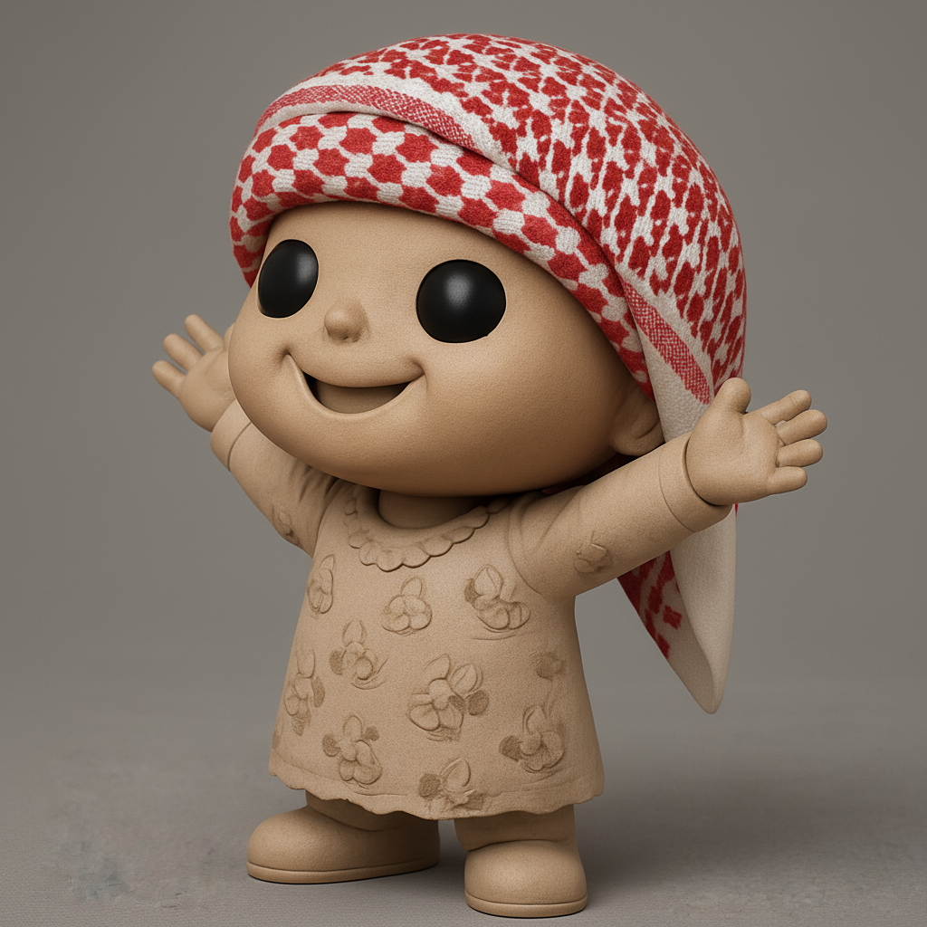 face anatomy 3d model-create 3d face model from photo_Joyful Keffiyeh Child Figurine - Cultural Decor Print