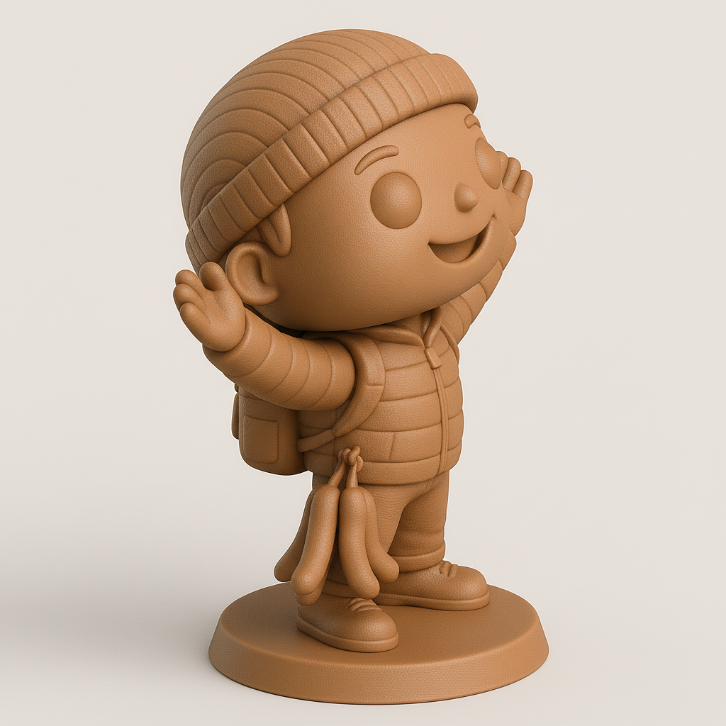face to 3d model ai-3D portrait printing from photo_Joyful Hiker Figurine: Ready for Adventure!