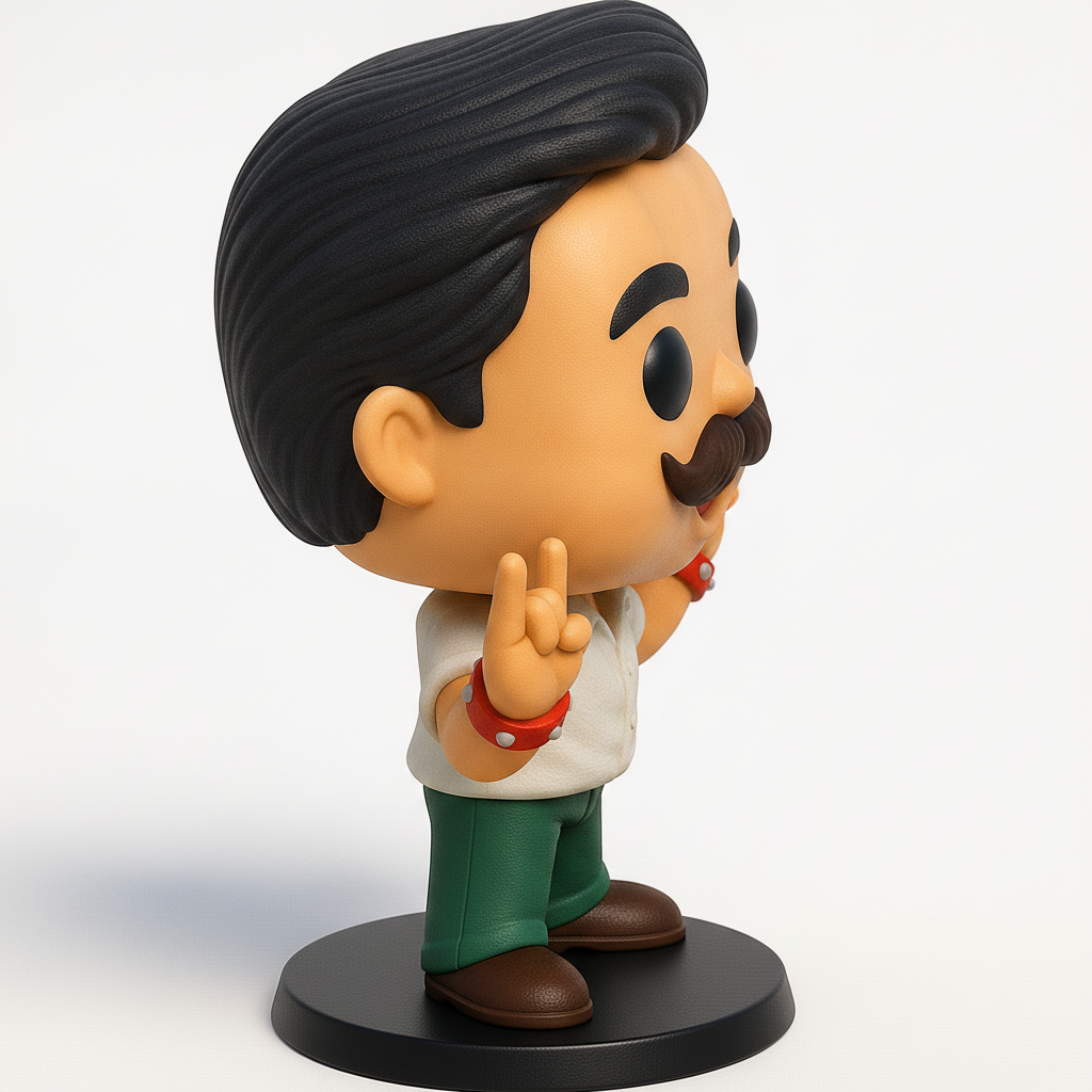 face anatomy 3d model-create 3d face model from photo_Printable Funko Style Rocker Figure with Mustache