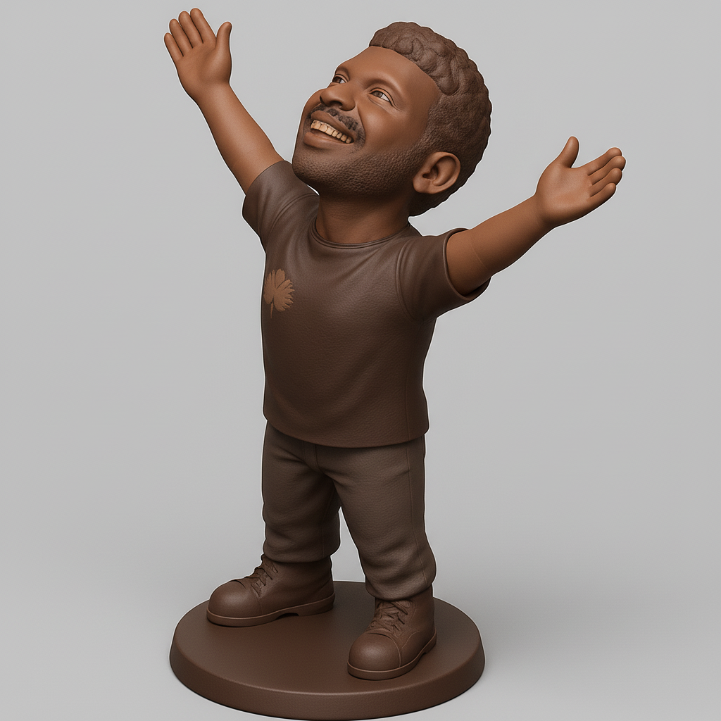 face to 3d model ai-3D portrait printing from photo_Joyful Celebration Man - Expressive Desktop Figurine