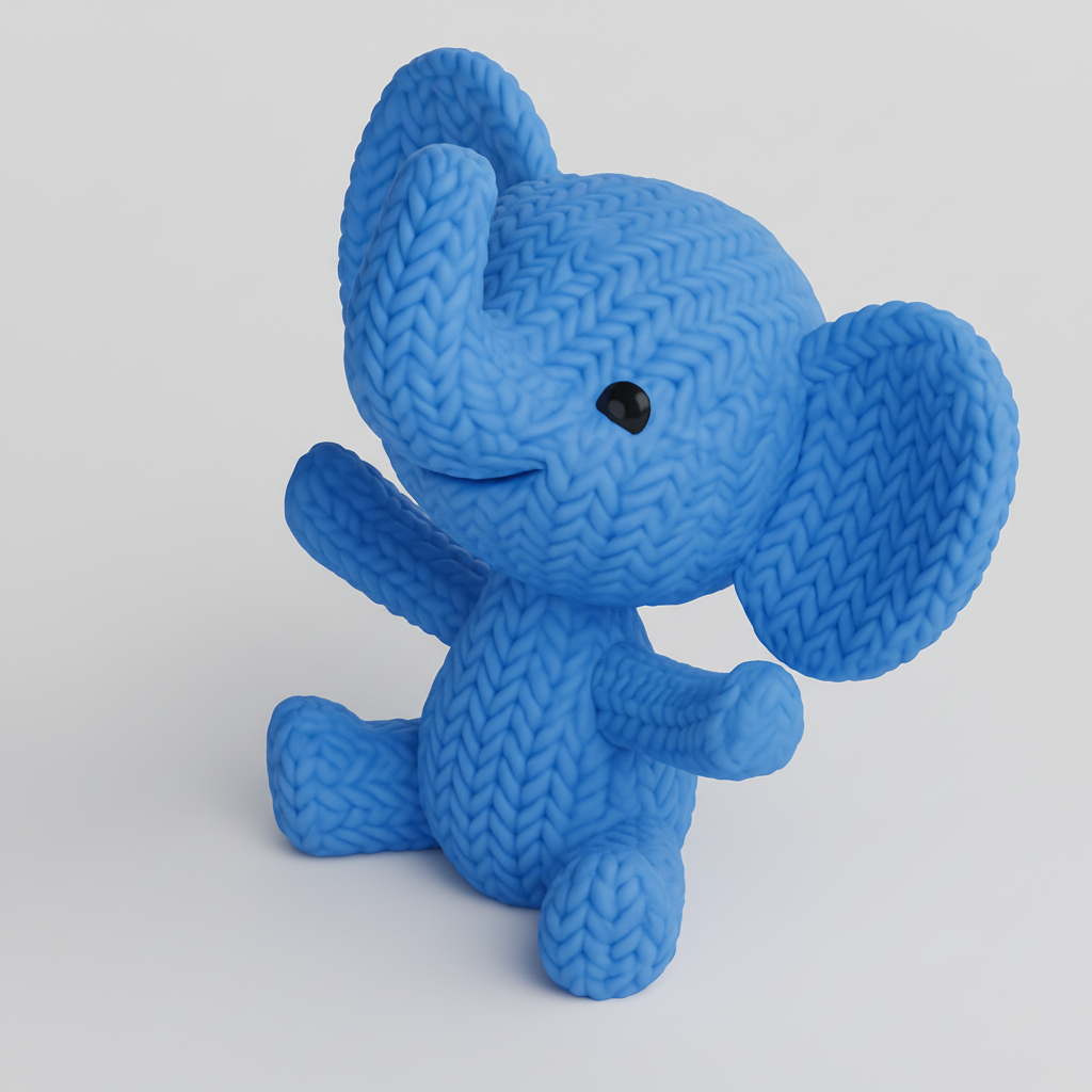 face to 3d model ai-3D portrait printing from photo_Comforting Knit-Look Elephant Buddy 3D Print