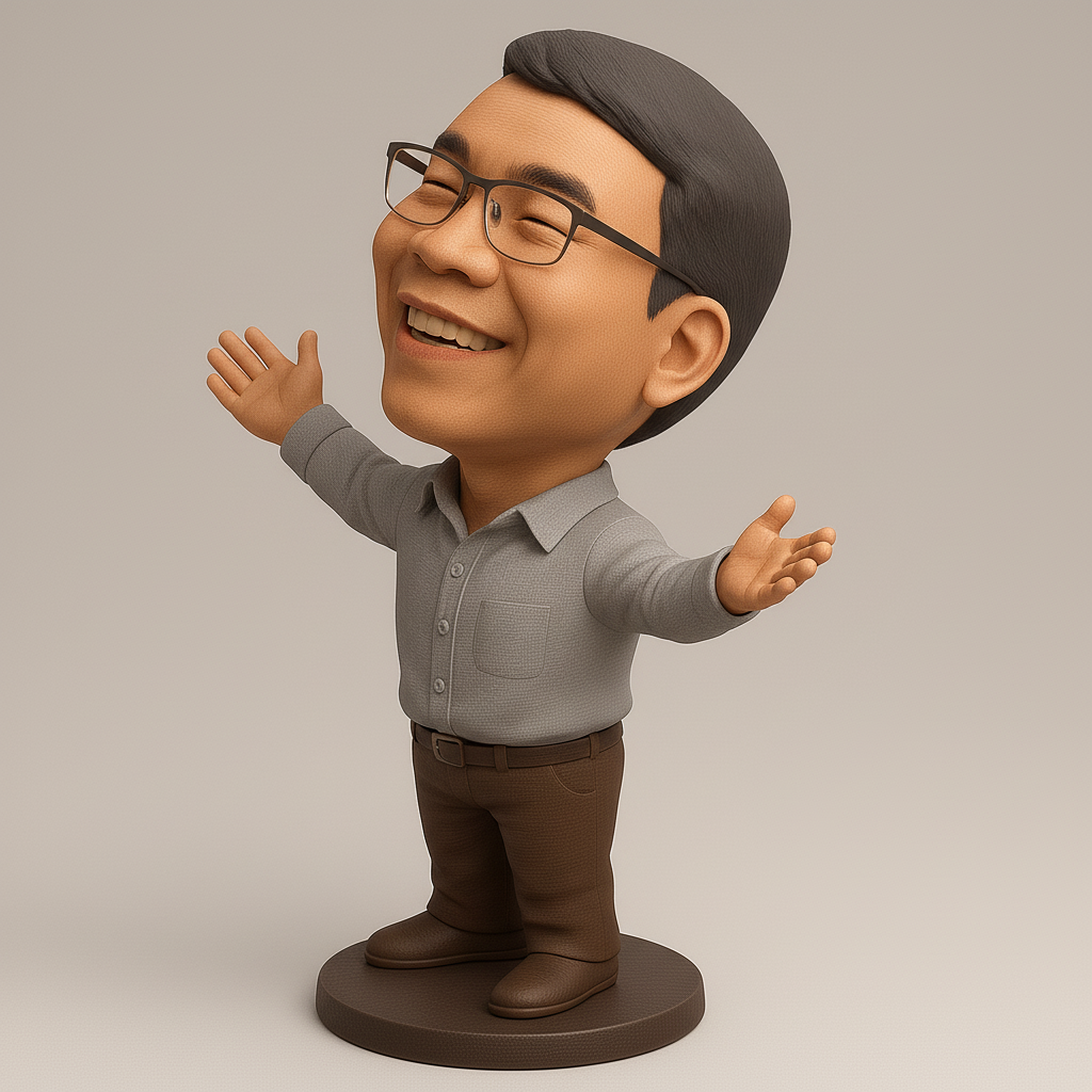 face anatomy 3d model-create 3d face model from photo_Joyful 3D Figurine with Open Arms