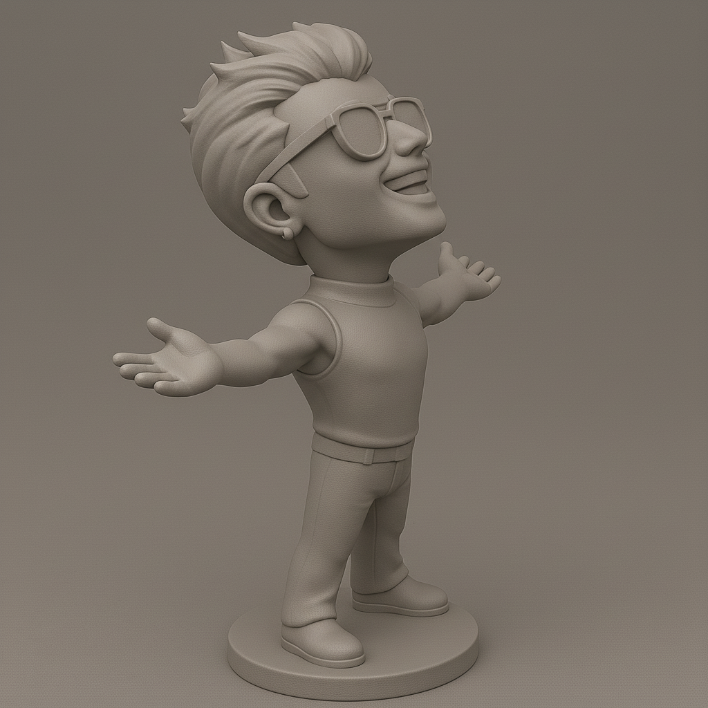 face anatomy 3d model-create 3d face model from photo_Joyful Character Figurine for 3D Printing