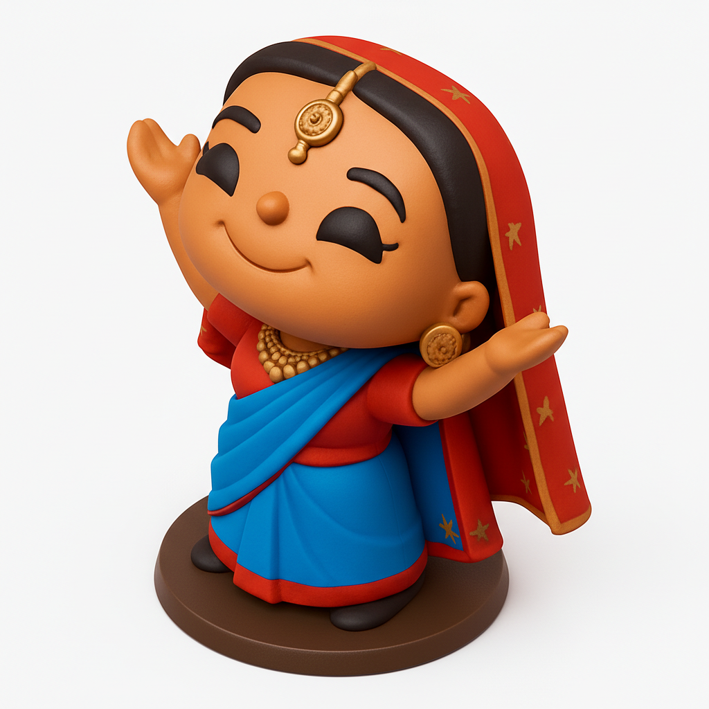 face to 3d model ai-3D portrait printing from photo_Joyful Saree Doll: Cultural Celebration 3D Print