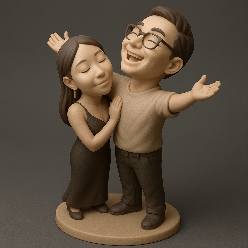 silhouette 3d printer maker-3d portrait printing_Joyful Couple Figurine for Celebrations