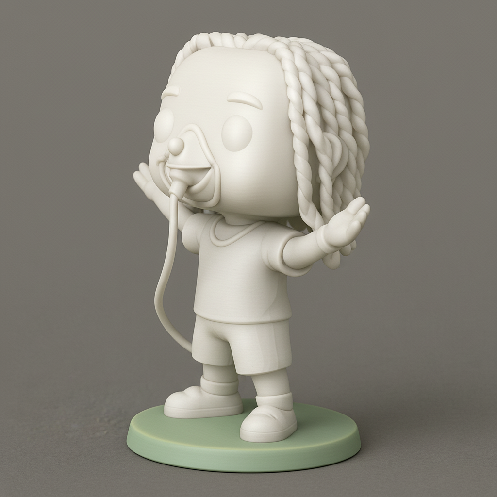 face anatomy 3d model-create 3d face model from photo_Funko Pop-Style Kid with Oxygen Mask & Braids