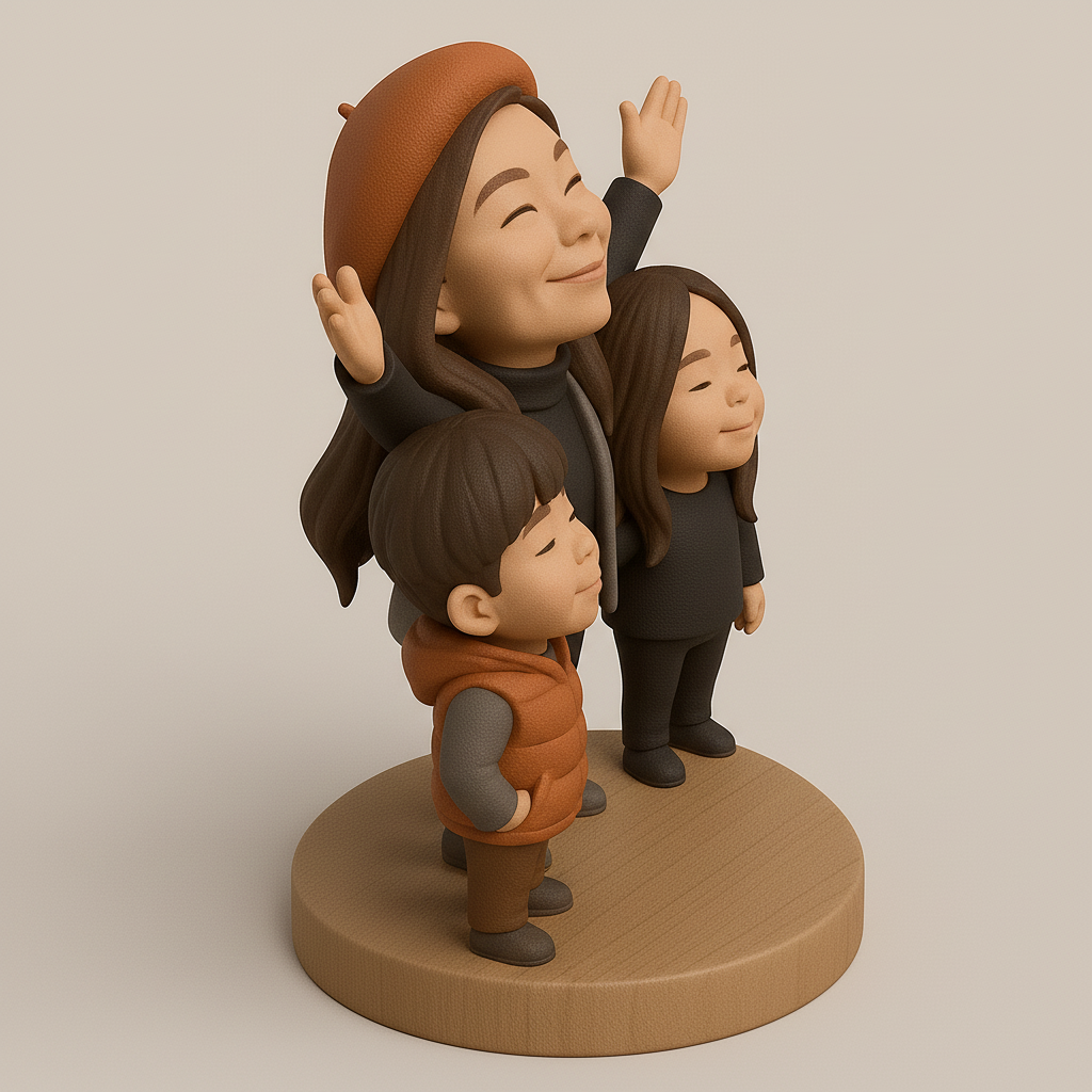 face anatomy 3d model-create 3d face model from photo_Joyful Family Figurine for 3D Printing