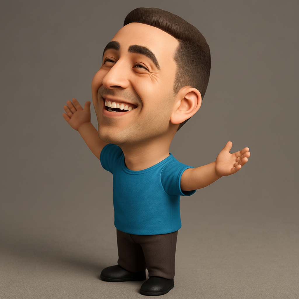 silhouette 3d printer maker-3d portrait printing_Cheerful Caricature Desk Buddy - Embrace Joy!